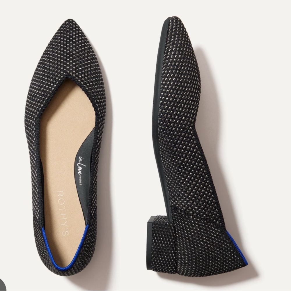 Rothy’s The High Point Block Heels in Star Studded Black